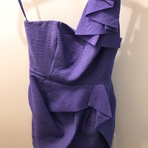 Purple BCBG one shoulder strap dress